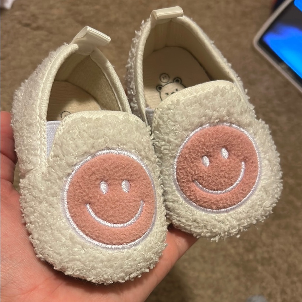 Cozy Cream Smiley Face Kids Shoes